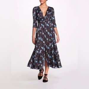 NWT Marchesa Notte Carnation Floral Midi Dress